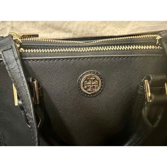 Tory Burch Tote Black Leather Robinson Micro Double-Zip Cross Body + Dust Bag - Picture 3 of 14